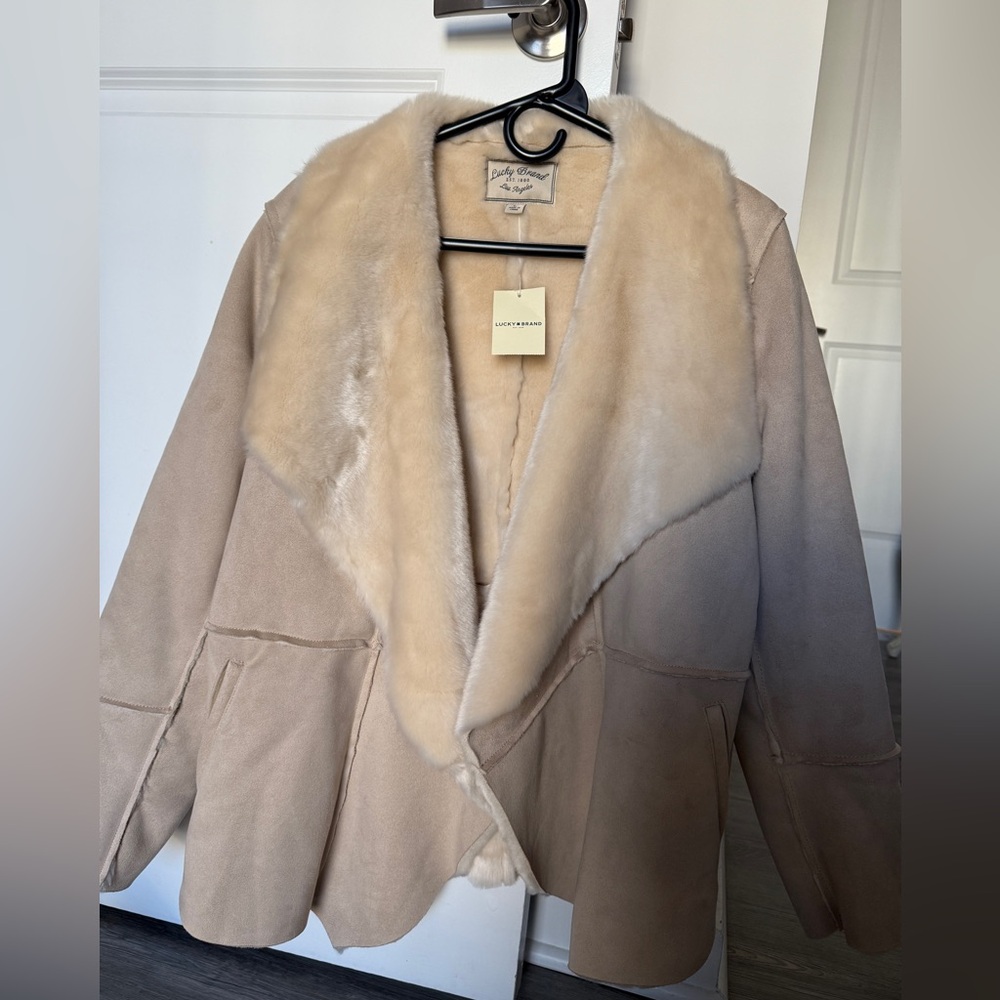 Lucky brand suede and shearling coat.